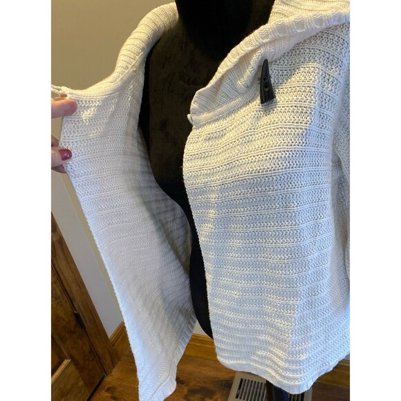 Cowl Neck Sweater Jacket Beige Cream Size ? Small 45% Cotton 20% Wool 3/4 Sleeve - Picture 7 of 12